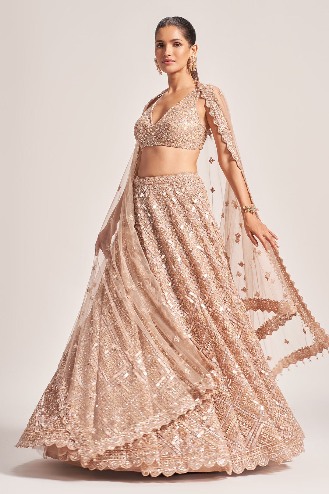 Gold Tulle Lehenga