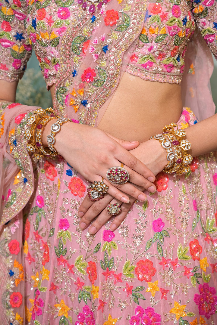 Tanisha in Salmon Pink Organza Lehenga