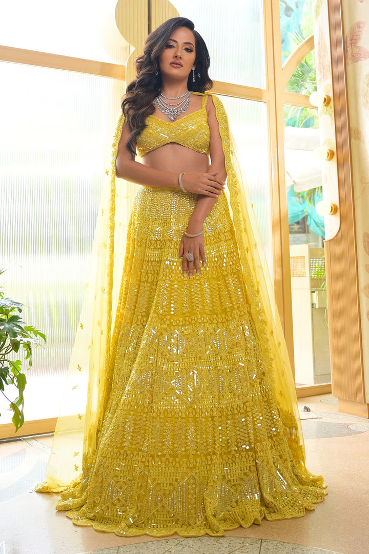 Lime Green Tulle Lehenga