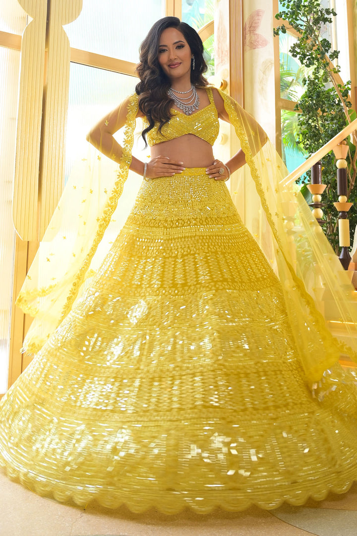 Lime Green Tulle Lehenga