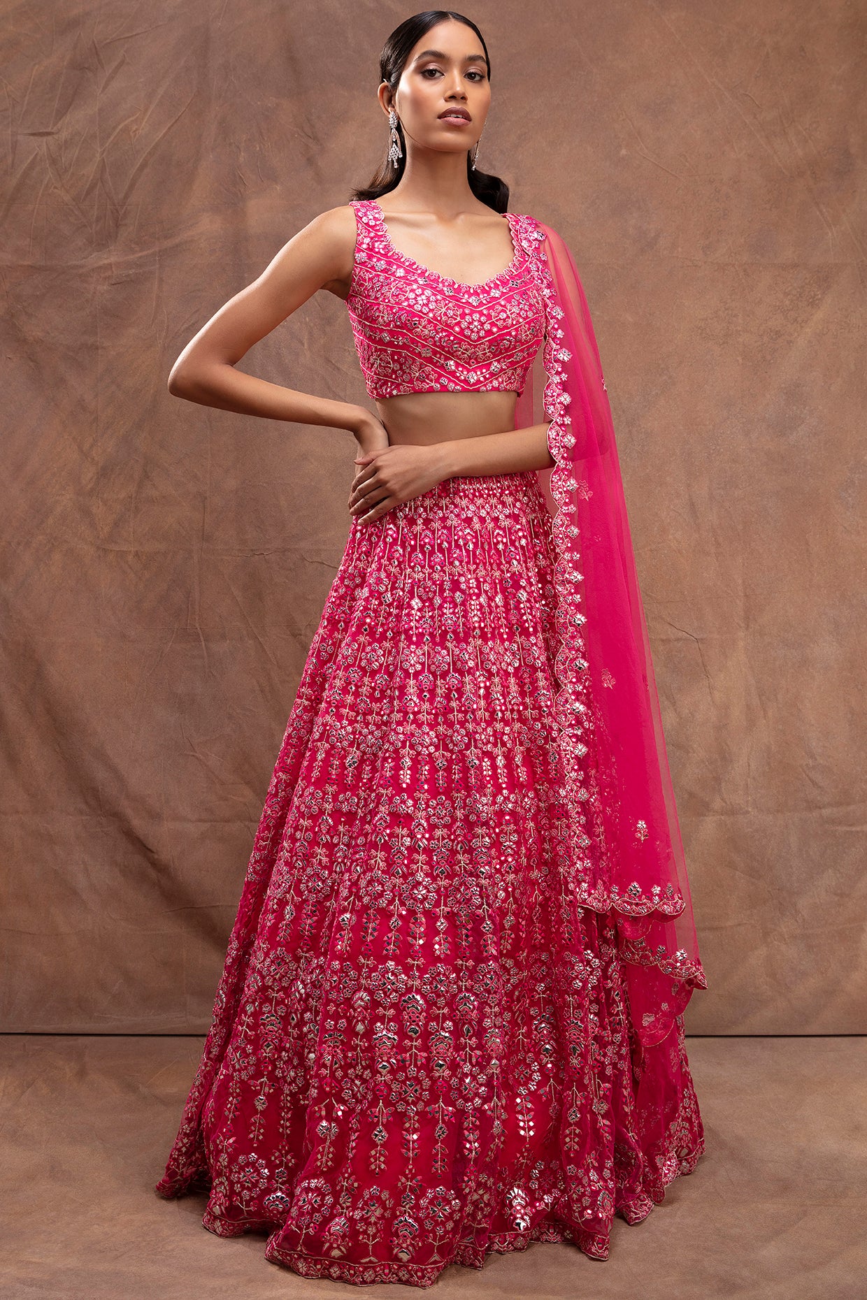 Looking for Latest Bridal Wear Lehenga blouse in Deep Red Embroidered  Fabric LLCV110196