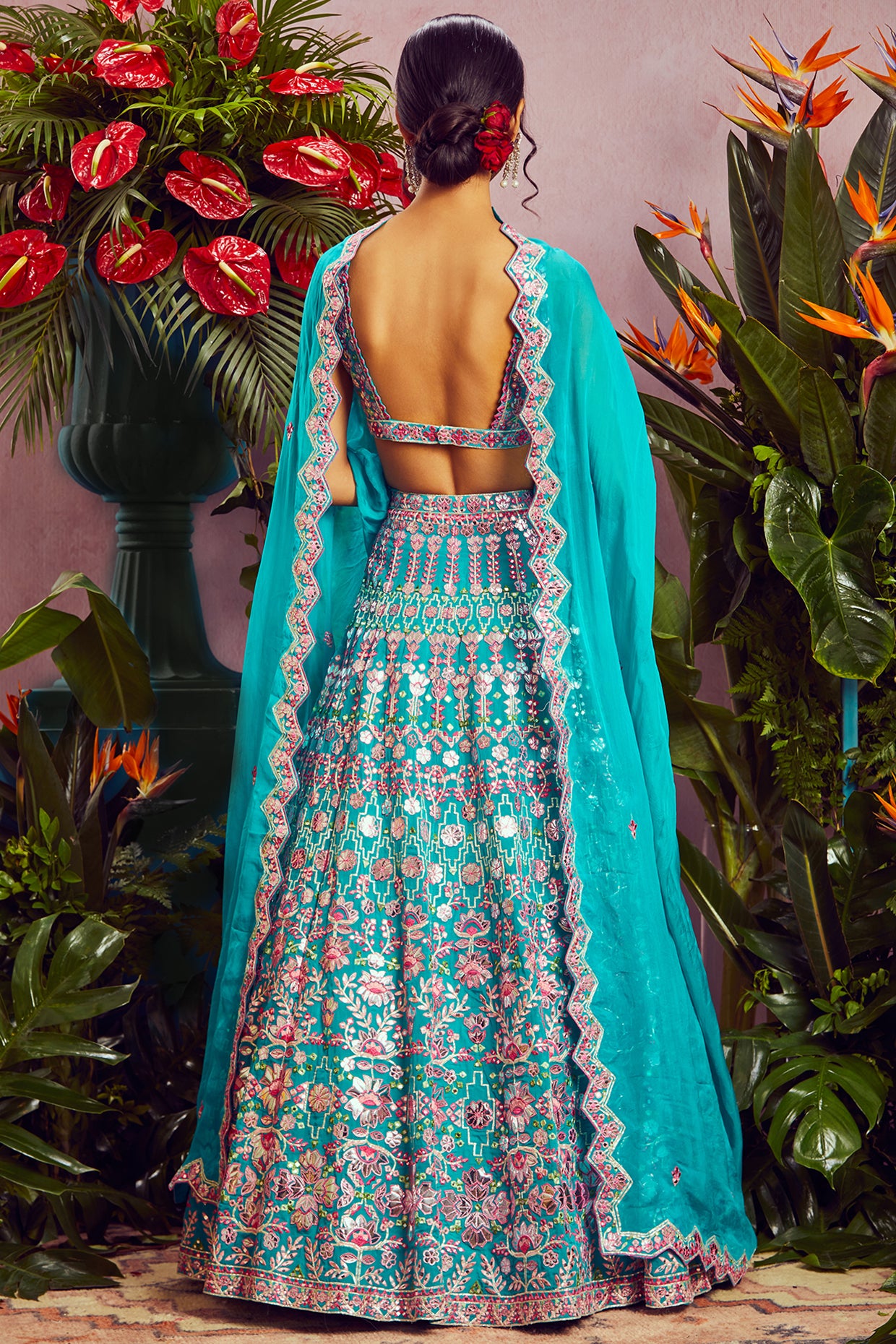 Gold Wedding Lehenga | Mint Wedding Lehenga – HarleenKaur