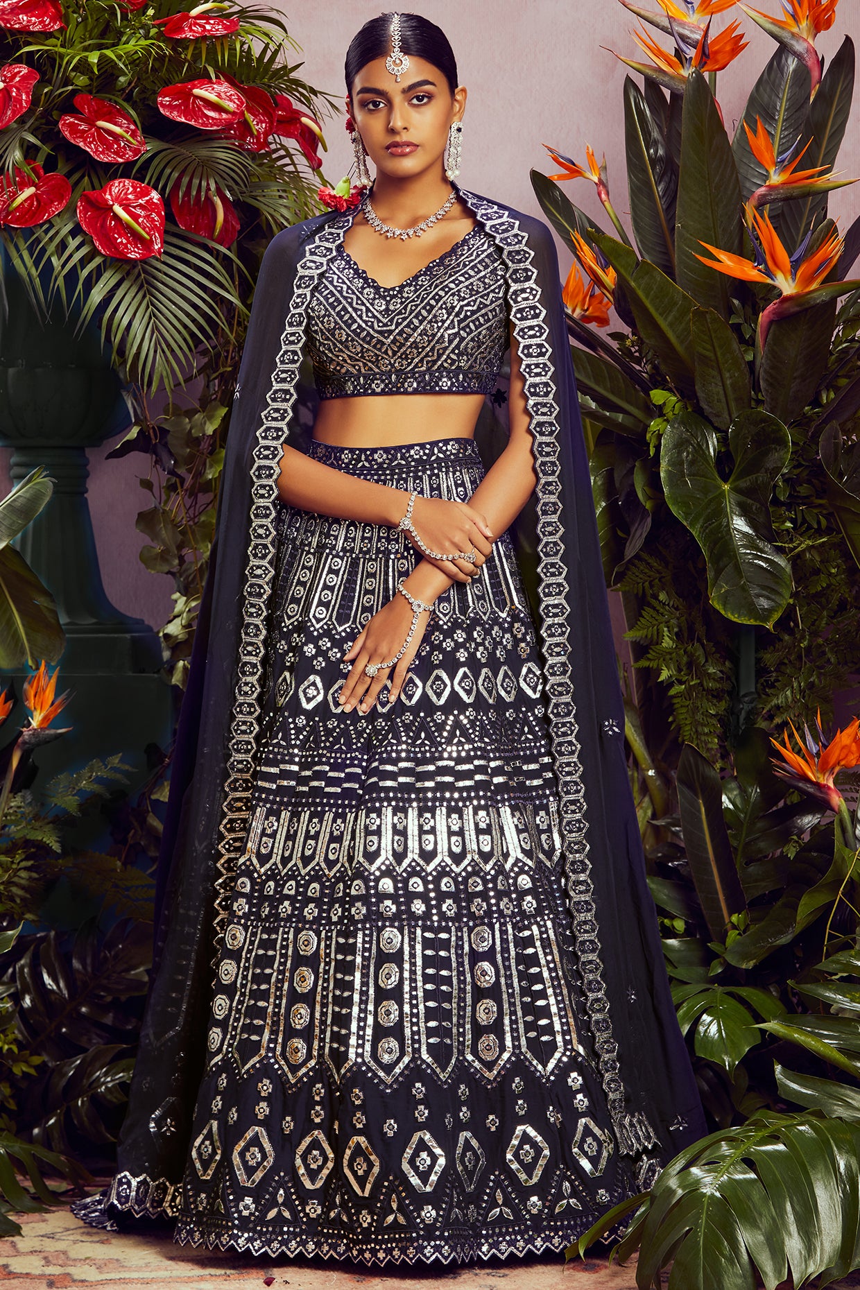 Dark Blue And Black Colour Rajwadi Vol 1 New latest Designer Navratri  Special Silk Lehenga Choli Collection 7003 B - The Ethnic World