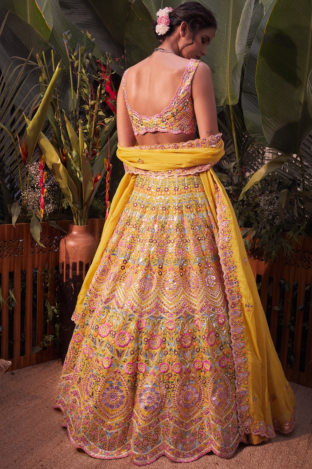 Buy Yellow Floral Lehenga Choli for Indian Weddings, Haldi Sangeet  Bridesmaids Party Wear Lehenga Blouse, Ready to Wear Stitched Lehenga Choli  Online in India - Etsy