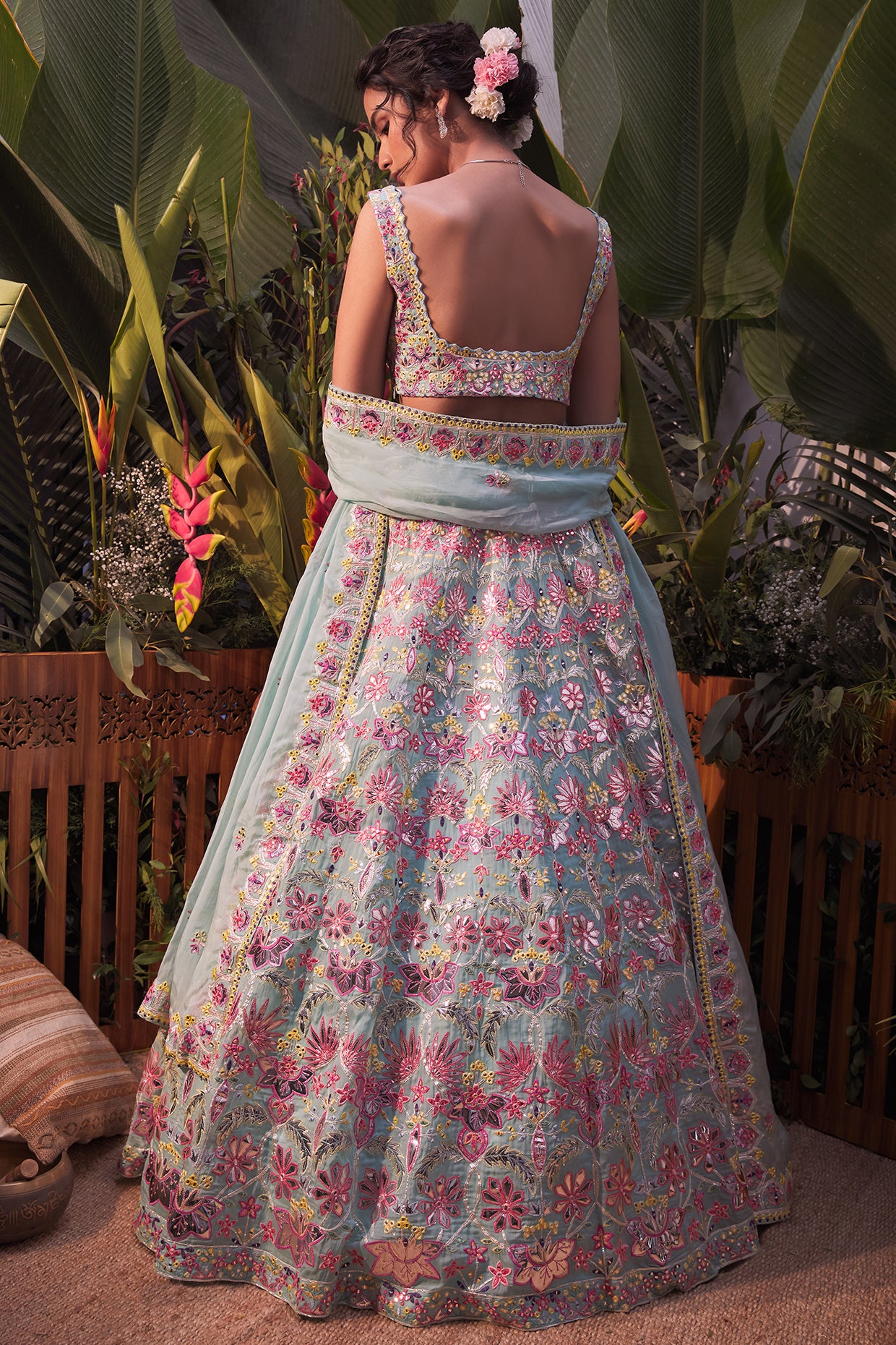 Lilac Net Floral Embroidered Lehenga Set For Girls Design by Fayon Kids at  Pernia's Pop Up Shop 2024
