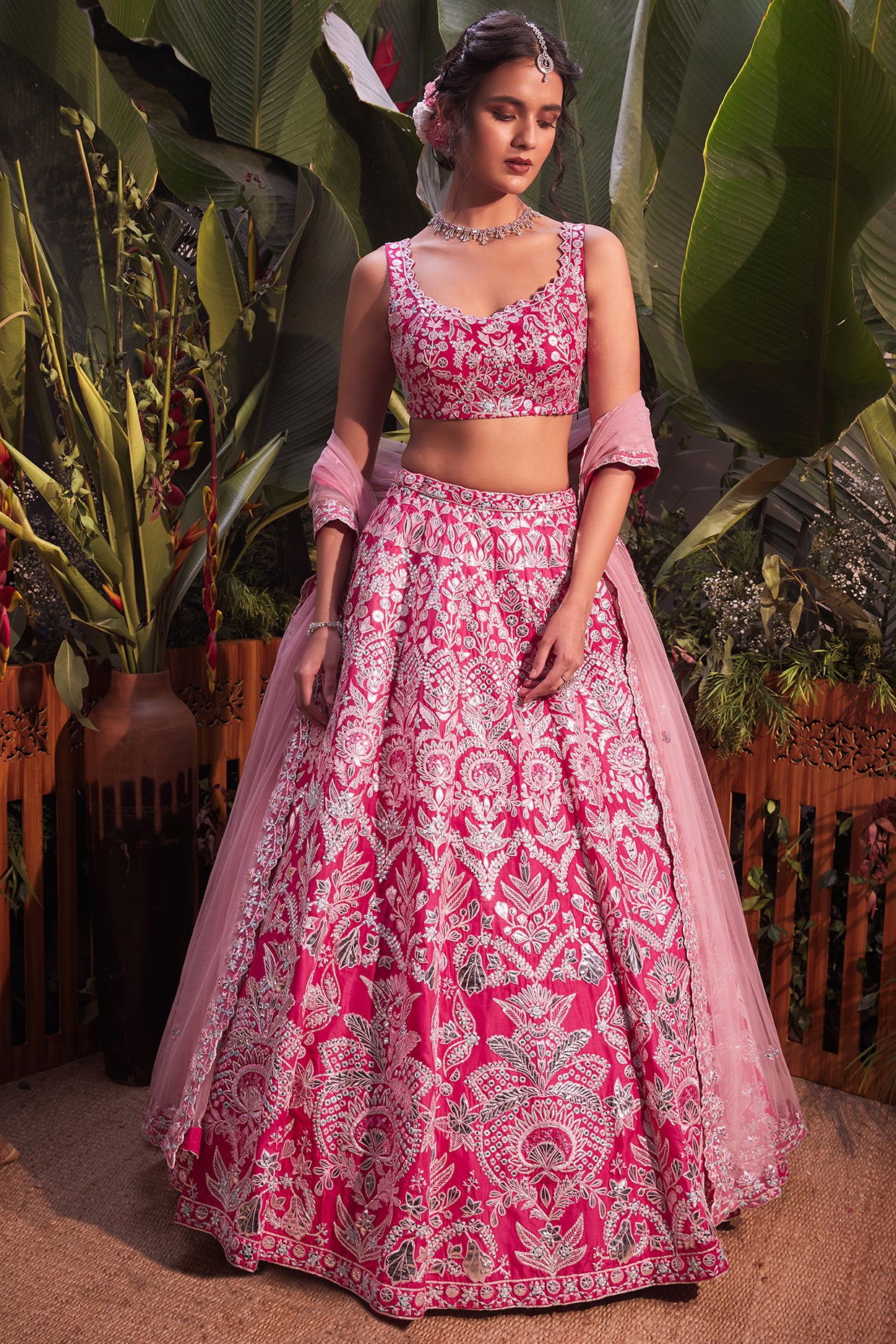 Pink Exquisite Designer Partywear Silk Lehenga Choli – Fashionfy