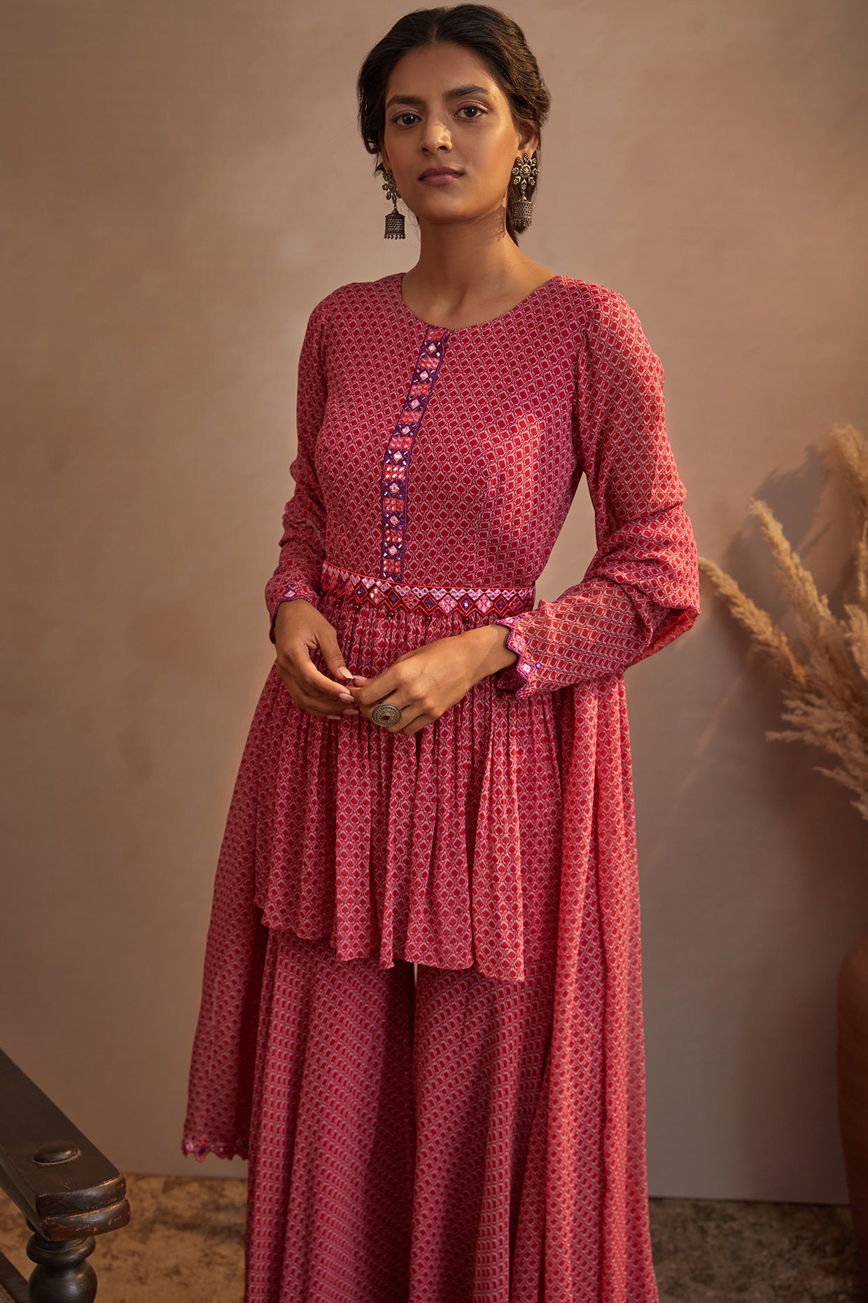 Buy Stunning Jiyara Peplum Top and Lilac Sharara Dress For Girls